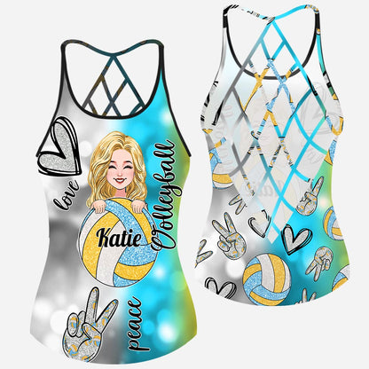 Cool Volleyball Mom - Personalized Volleyball Cross Tank Top