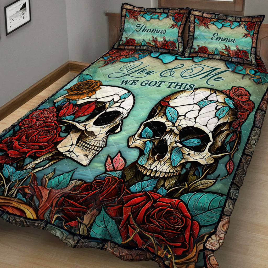 Skull Couple - Personalized Skull Quilt Set