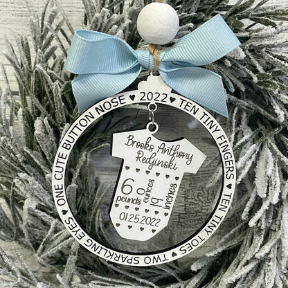 Baby's First Christmas - Gift for Newborn - Personalized 2 Piece Wooden Ornament