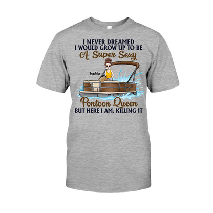 Pontoon Queen - Personalized Pontoon T-shirt & Hoodie