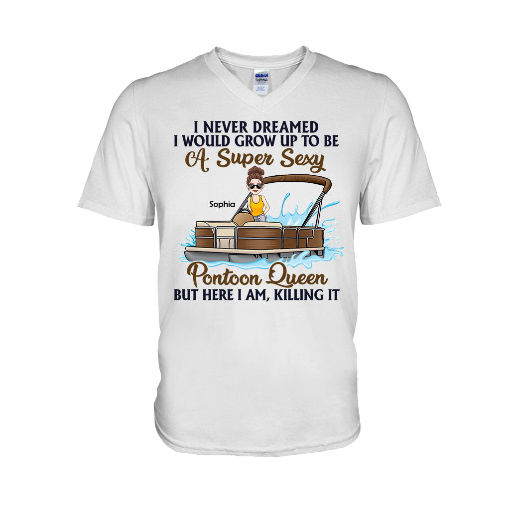 Pontoon Queen - Personalized Pontoon T-shirt & Hoodie