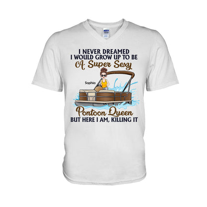 Pontoon Queen - Personalized Pontoon T-shirt & Hoodie
