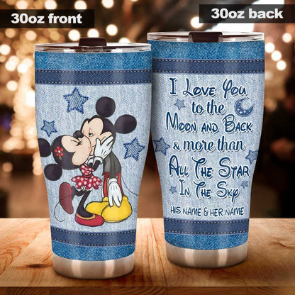 Love You To The Moon And Back - Personalized Couple Mouse Tumbler
