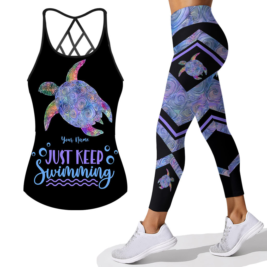 Beautiful Turtle - Personalized Cross Tank Top and Leggings