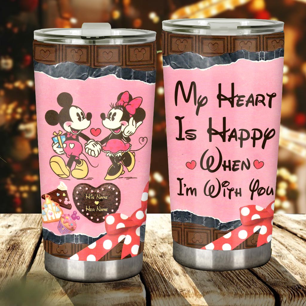 My Heart Is Happy - Personalized Couple Mouse Tumbler