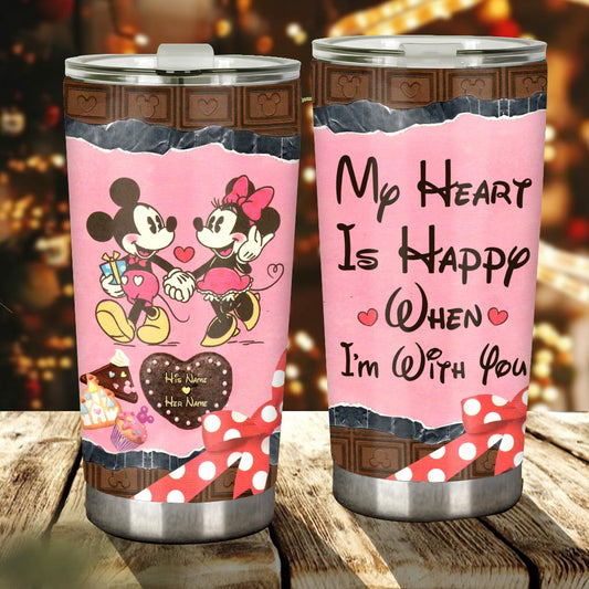 My Heart Is Happy - Personalized Couple Mouse Tumbler