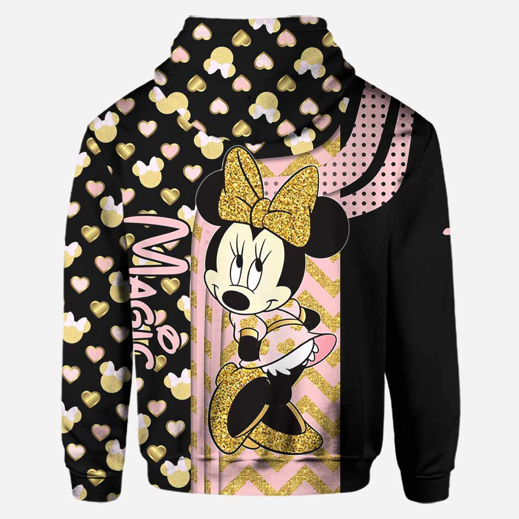Gold Pink Mouse Ears - Personalized Hoodie And Leggings