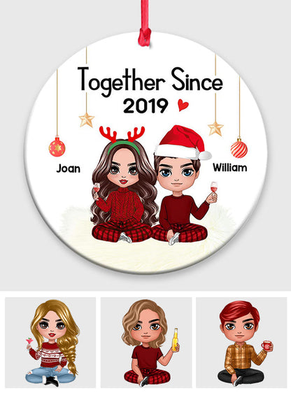 Together - Personalized Christmas Couple Ornament (Printed On Both Sides)