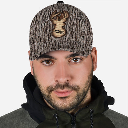 Love Hunting Tree Carving - Personalized Hunting Classic Cap