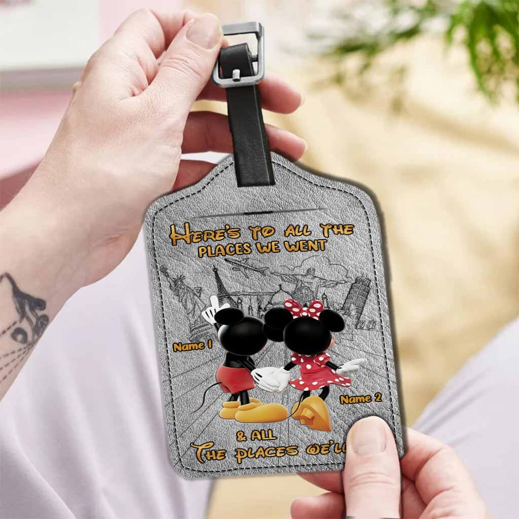 Here's To All The Places We Went - Personalized Mouse Leather Luggage Tag