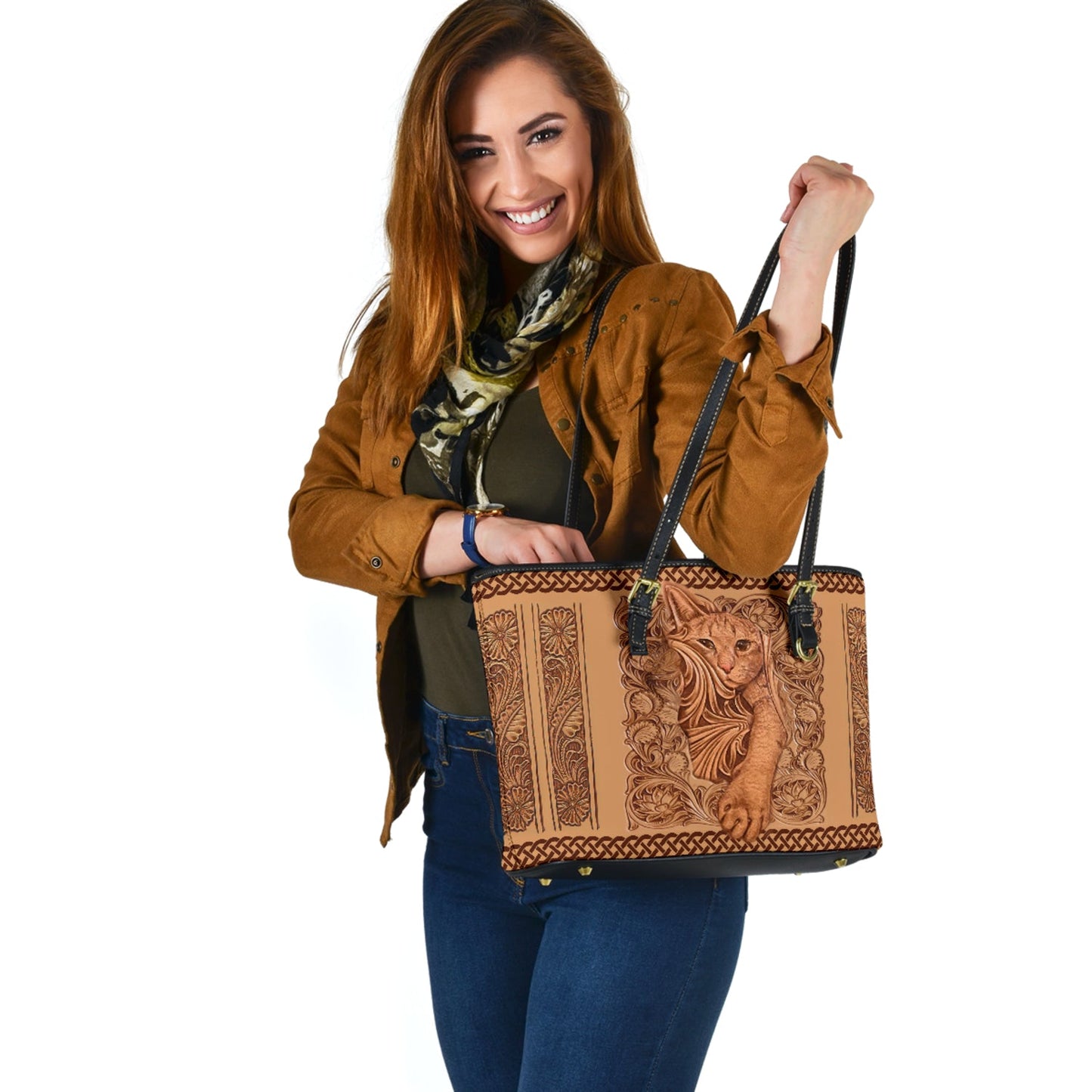 Cute Cat Peaking Cat Leather Bag 0622