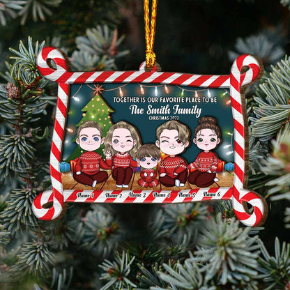 Together Is Our Favorite Place To Be Christmas 2022 - Personalized Family Layered Wood Ornament