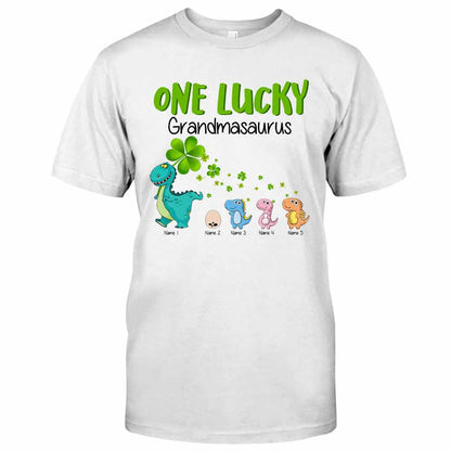 One Lucky Grandmasaurus Irish Grandma - Personalized Patrick's Day T-shirt and Hoodie