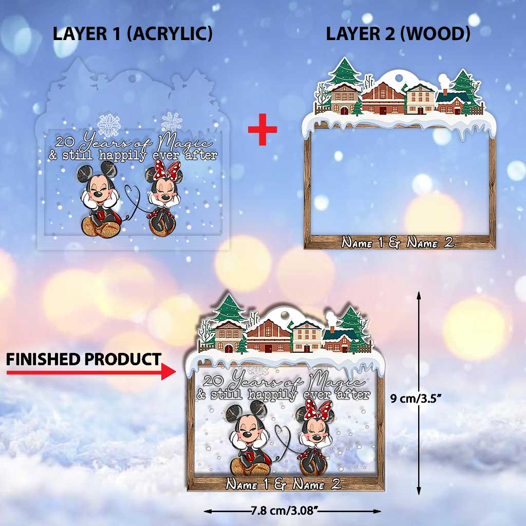 Mouse Ears Couple - Personalized Christmas Mouse Layers Mix Ornament