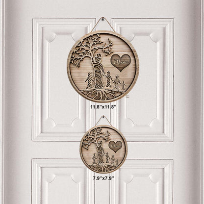 You Are The World - Personalized Mother's Day Grandma Round Wood Sign With 3D Pattern Print