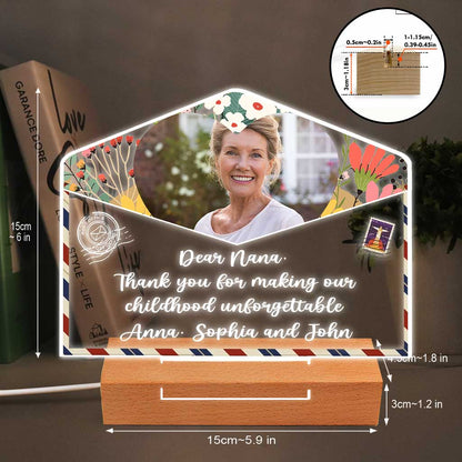 We Love You - Personalized Mother's day Grandma Shaped Plaque Light Base