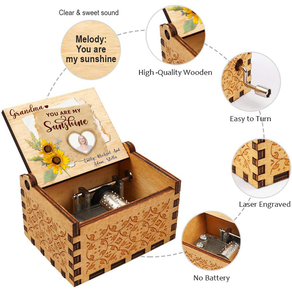 You Are My Sunshine - Personalized Mother's Day Grandma Hand Crank Music Box