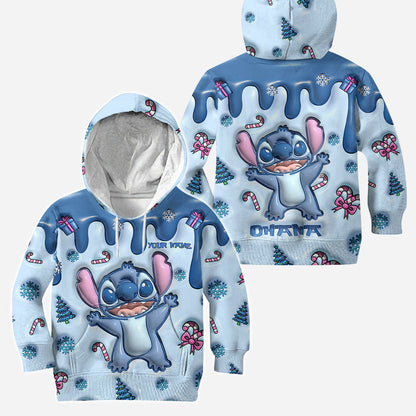 Ohana Blue Inflated - Personalized Ohana Hoodie and Leggings