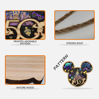 50 Years Of Magic - Mouse Wood Sign With 3D Pattern Print