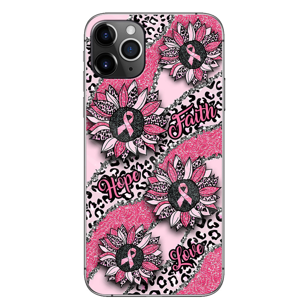 Faith Hope Love Wavy Pink Ribbon Leopard Sunflower Breast Cancer Awareness Phone Case