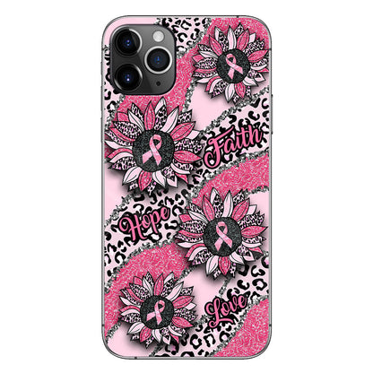 Faith Hope Love Wavy Pink Ribbon Leopard Sunflower Breast Cancer Awareness Phone Case