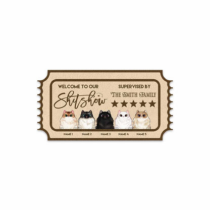 Welcome To Our Show - Personalized Cat Shaped Doormat