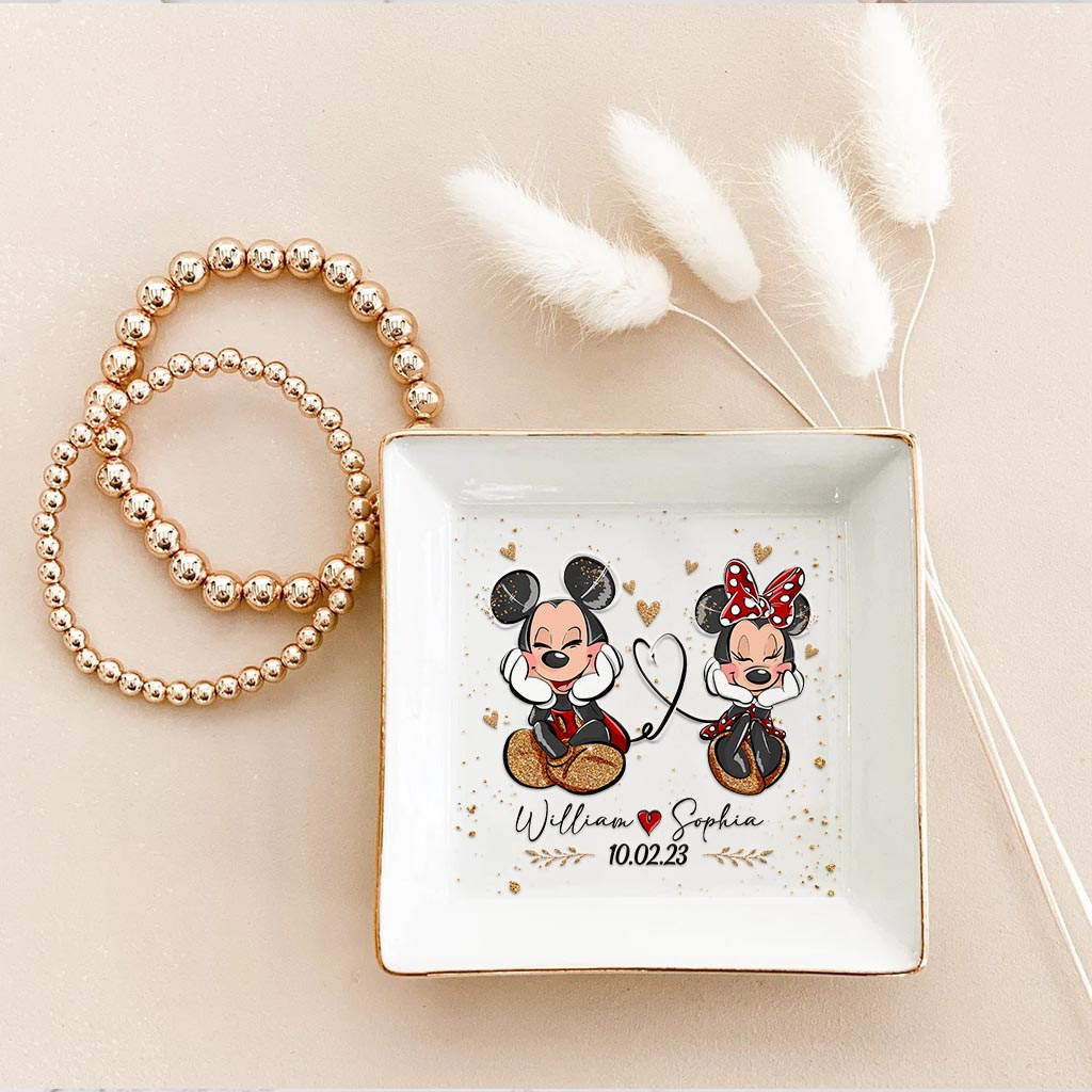 Mouse Ears Couple - Personalized Couple Mouse Jewelry Dish