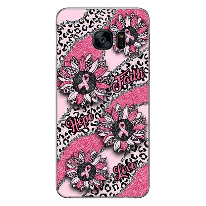 Faith Hope Love Wavy Pink Ribbon Leopard Sunflower Breast Cancer Awareness Phone Case