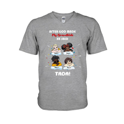 After God Made My Grandkids - Personalized Mother's Day Grandma T-shirt and Hoodie