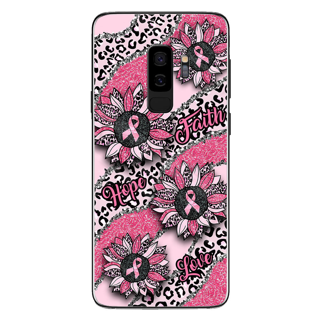 Faith Hope Love Wavy Pink Ribbon Leopard Sunflower Breast Cancer Awareness Phone Case