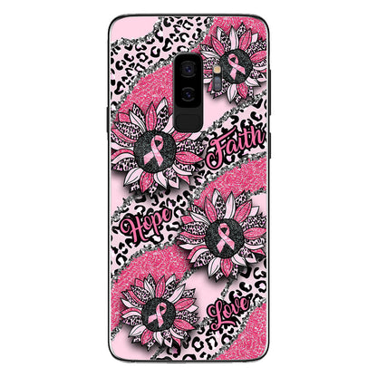 Faith Hope Love Wavy Pink Ribbon Leopard Sunflower Breast Cancer Awareness Phone Case