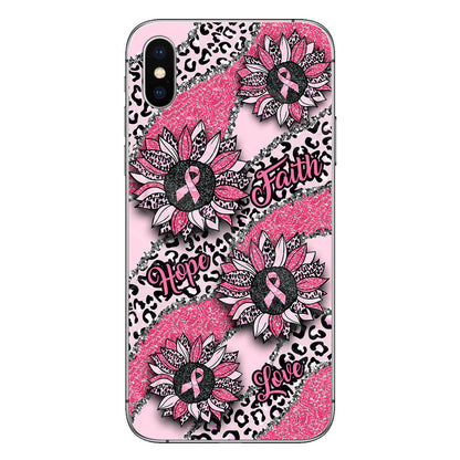 Faith Hope Love Wavy Pink Ribbon Leopard Sunflower Breast Cancer Awareness Phone Case