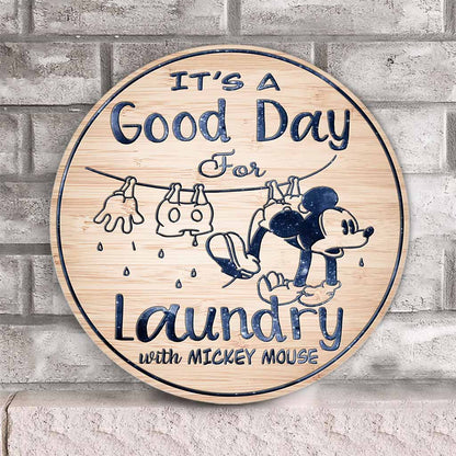 It Is A Good Day - Mouse Round Wood Sign