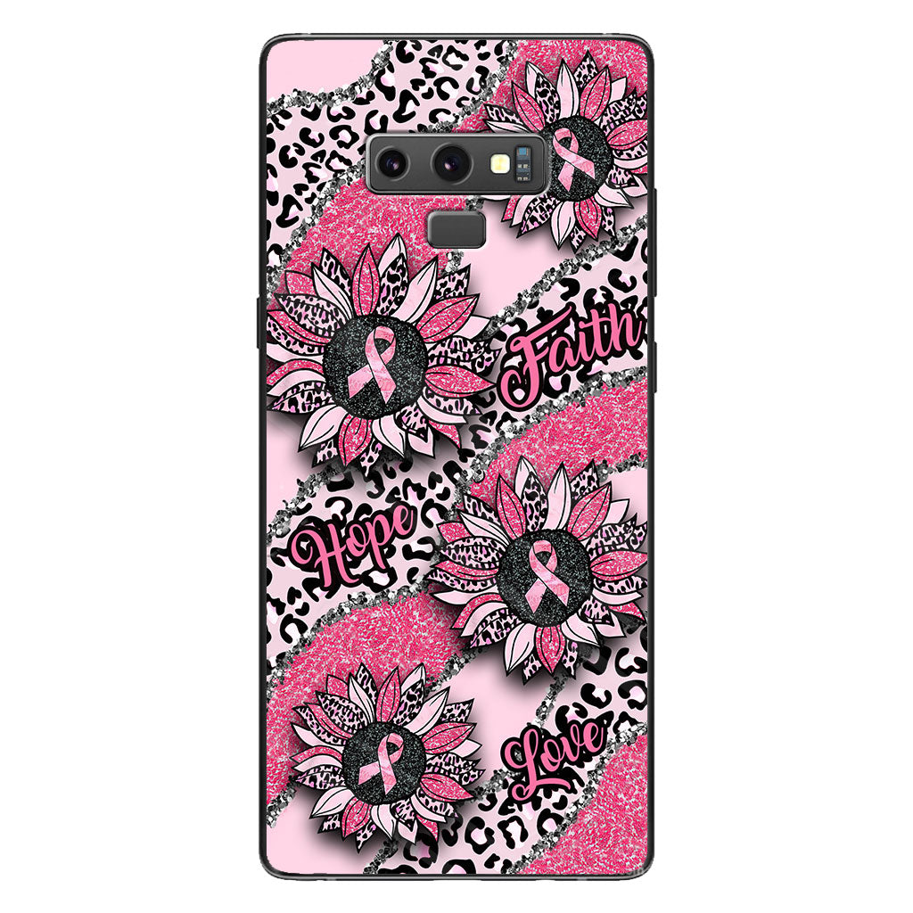 Faith Hope Love Wavy Pink Ribbon Leopard Sunflower Breast Cancer Awareness Phone Case
