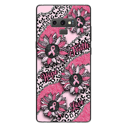 Faith Hope Love Wavy Pink Ribbon Leopard Sunflower Breast Cancer Awareness Phone Case