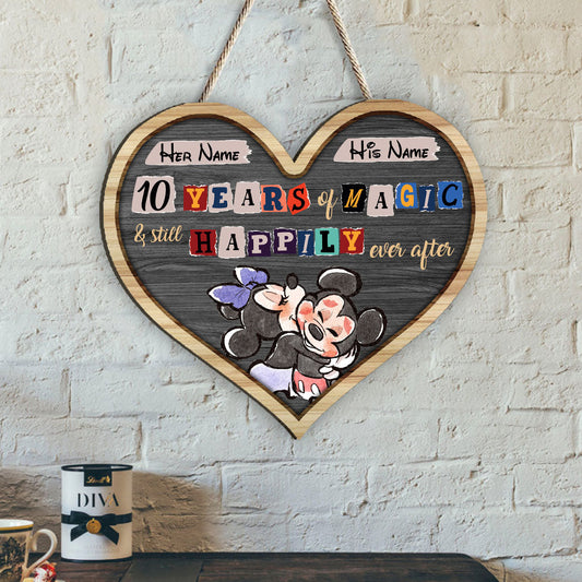 Still Happily Ever After - Personalized Couple Mouse Wood Sign