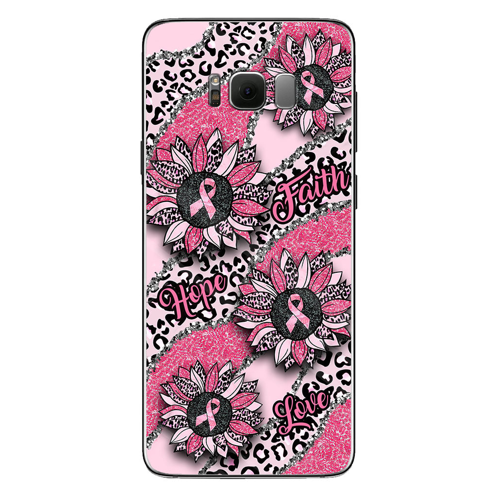Faith Hope Love Wavy Pink Ribbon Leopard Sunflower Breast Cancer Awareness Phone Case