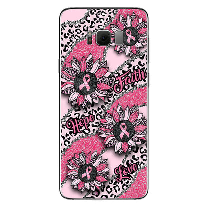 Faith Hope Love Wavy Pink Ribbon Leopard Sunflower Breast Cancer Awareness Phone Case