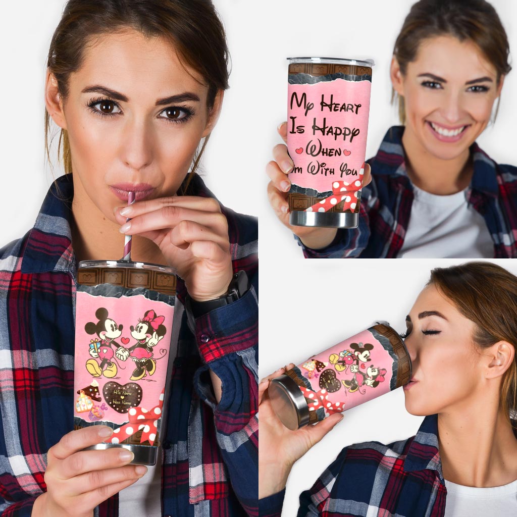 My Heart Is Happy - Personalized Couple Mouse Tumbler