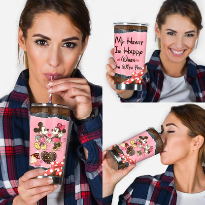 My Heart Is Happy - Personalized Couple Mouse Tumbler