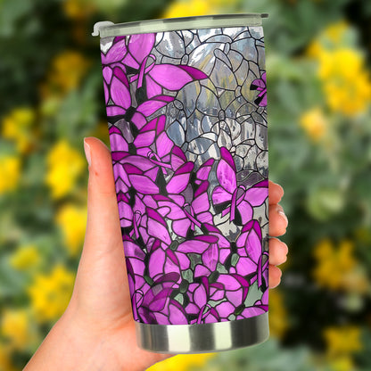 Faith Hope Love Stained Glass Pattern Print Breast Cancer Awareness Tumbler 0622