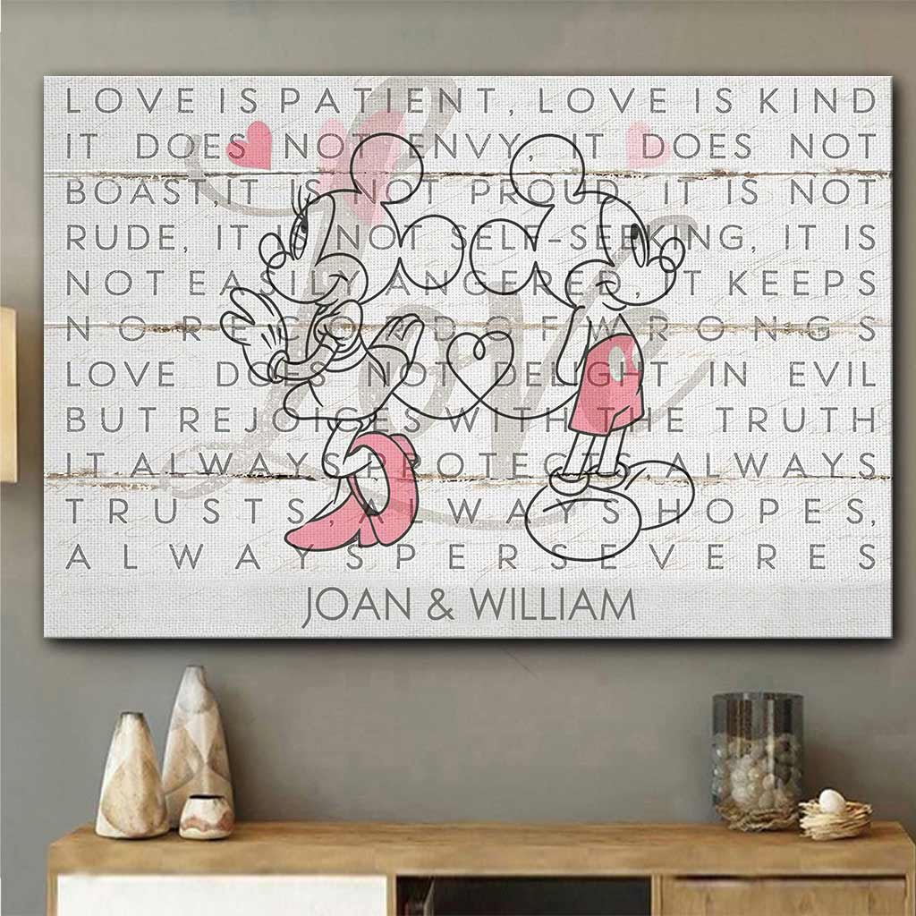 Love Is Patient Love Is Kind - Personalized Couple Mouse Canvas And Poster