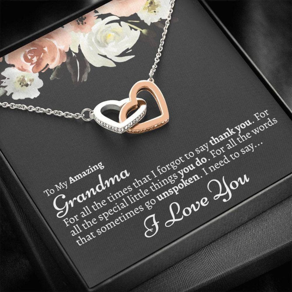 To My Grandma From Grandson Gift - Grandma Two Hearts Necklace 0921