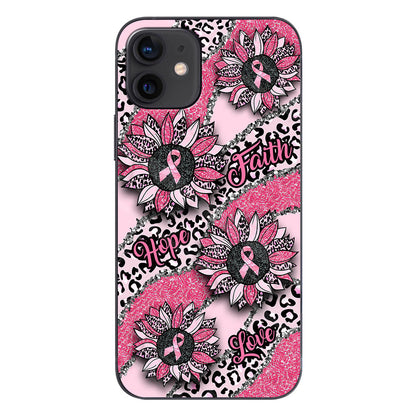 Faith Hope Love Wavy Pink Ribbon Leopard Sunflower Breast Cancer Awareness Phone Case