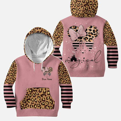 Magical Pink Leopard Mouse Ears - Personalized Mouse Hoodie And Leggings