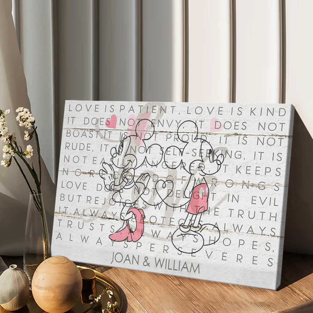 Love Is Patient Love Is Kind - Personalized Couple Mouse Canvas And Poster