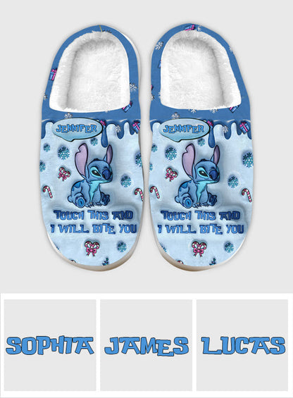 Touch This And I'll Bite You - Personalized Ohana Slippers