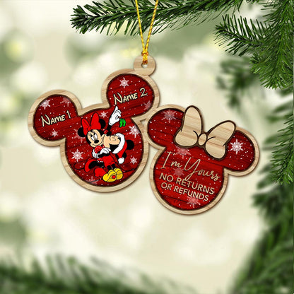 Mouse Ears Couple - Personalized Christmas Ornament (Printed On Both Sides)