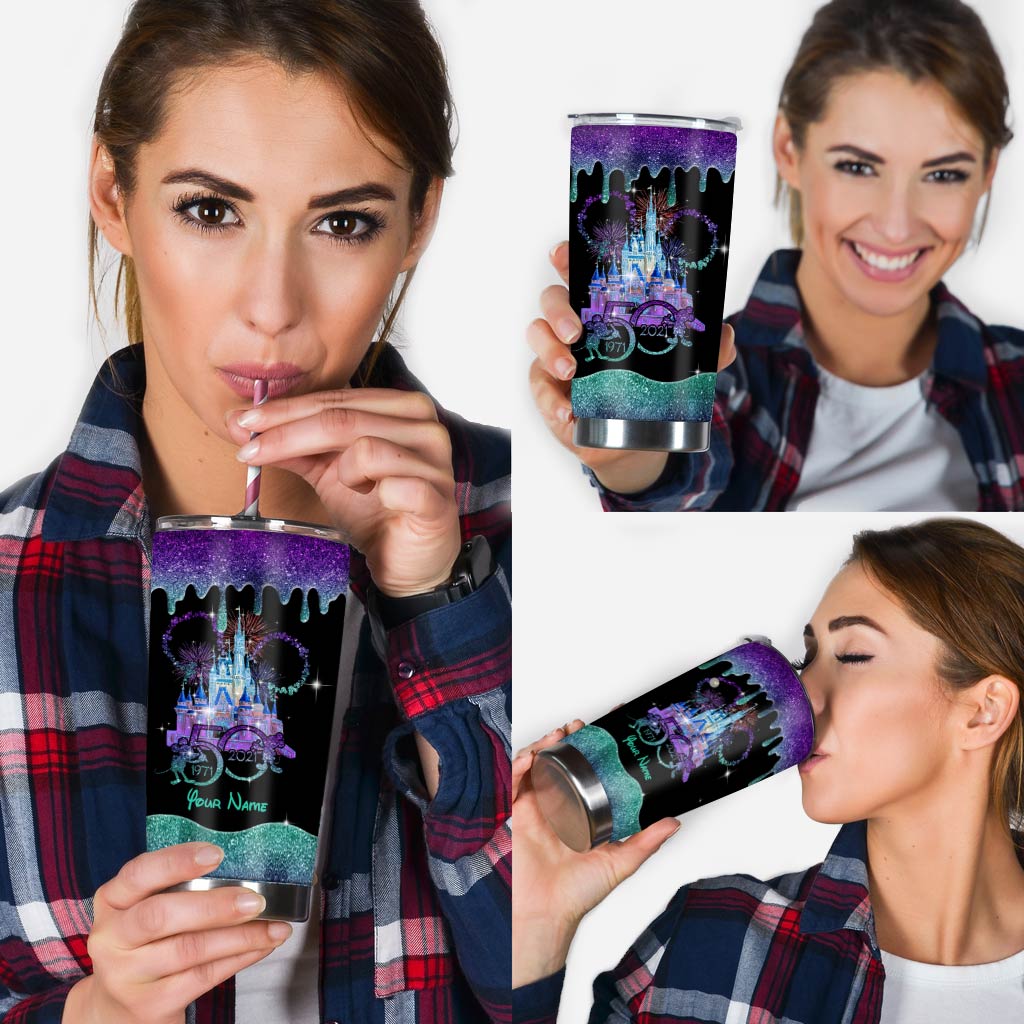 50 Years Of Magic World -  Personalized Mouse Tumbler With Glitter Pattern Print