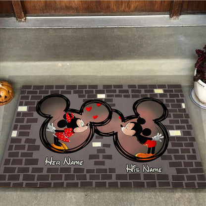 Home Is Where The Heart Is - Personalized Couple Mouse Doormat